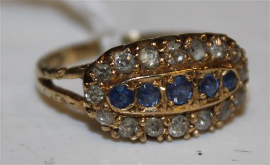 Edwardian 18ct gold sapphire and diamond ring